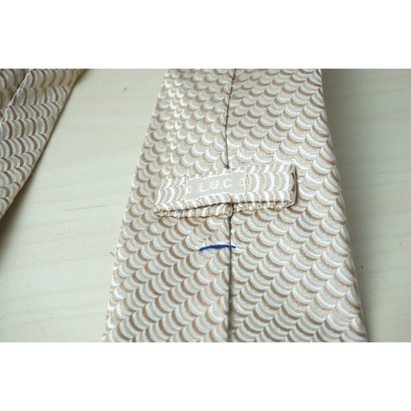 Chopard Gold Copper Fish Scale 100% Silk Tie MAde in France - Picture 6 of 8